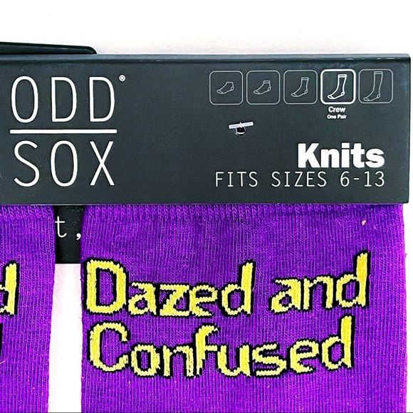Odd Sox Dazed and Confused Crew Socks Mens Gift Movie Film Purple Yellow - Picture 6 of 6